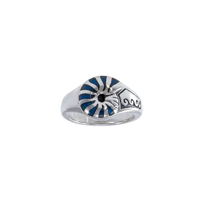 Enamel Nautilus Shell Sterling Silver Ring TR3697 - Jewelry
