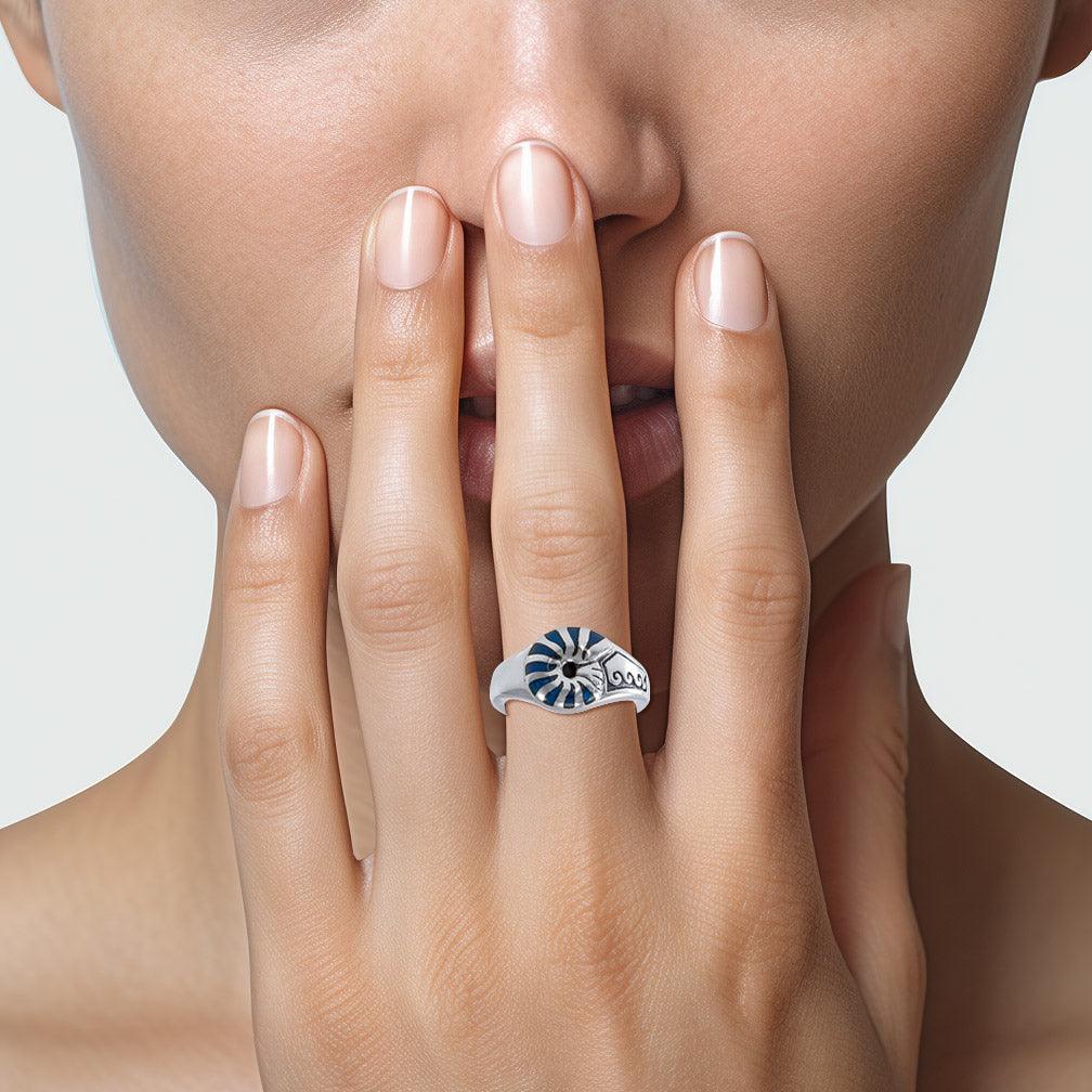 Enamel Nautilus Shell Sterling Silver Ring TR3697 - Jewelry