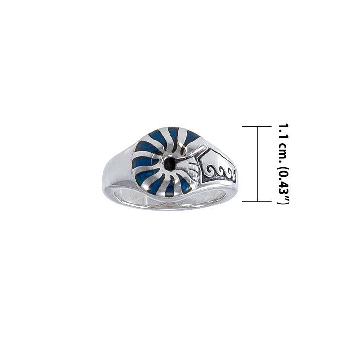 Enamel Nautilus Shell Sterling Silver Ring TR3697 - Jewelry