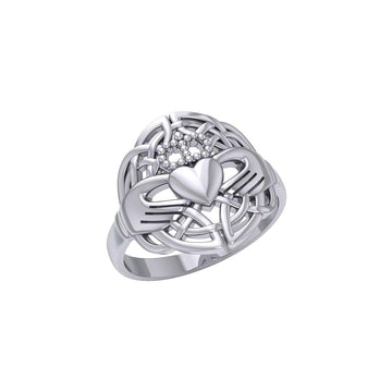 Celtic Claddagh & Celtic Knotwork Silver Ring TR666 - Jewelry