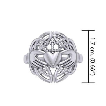 Celtic Claddagh & Celtic Knotwork Silver Ring TR666 - Jewelry