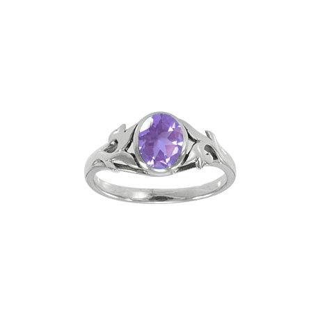 Vine Silver Ring with Oval Gemstone TR763 - Jewelry