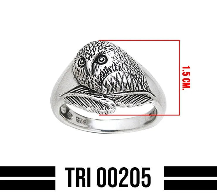 Ted Andrews Barn Owl Sterling Silver Ring TRI205