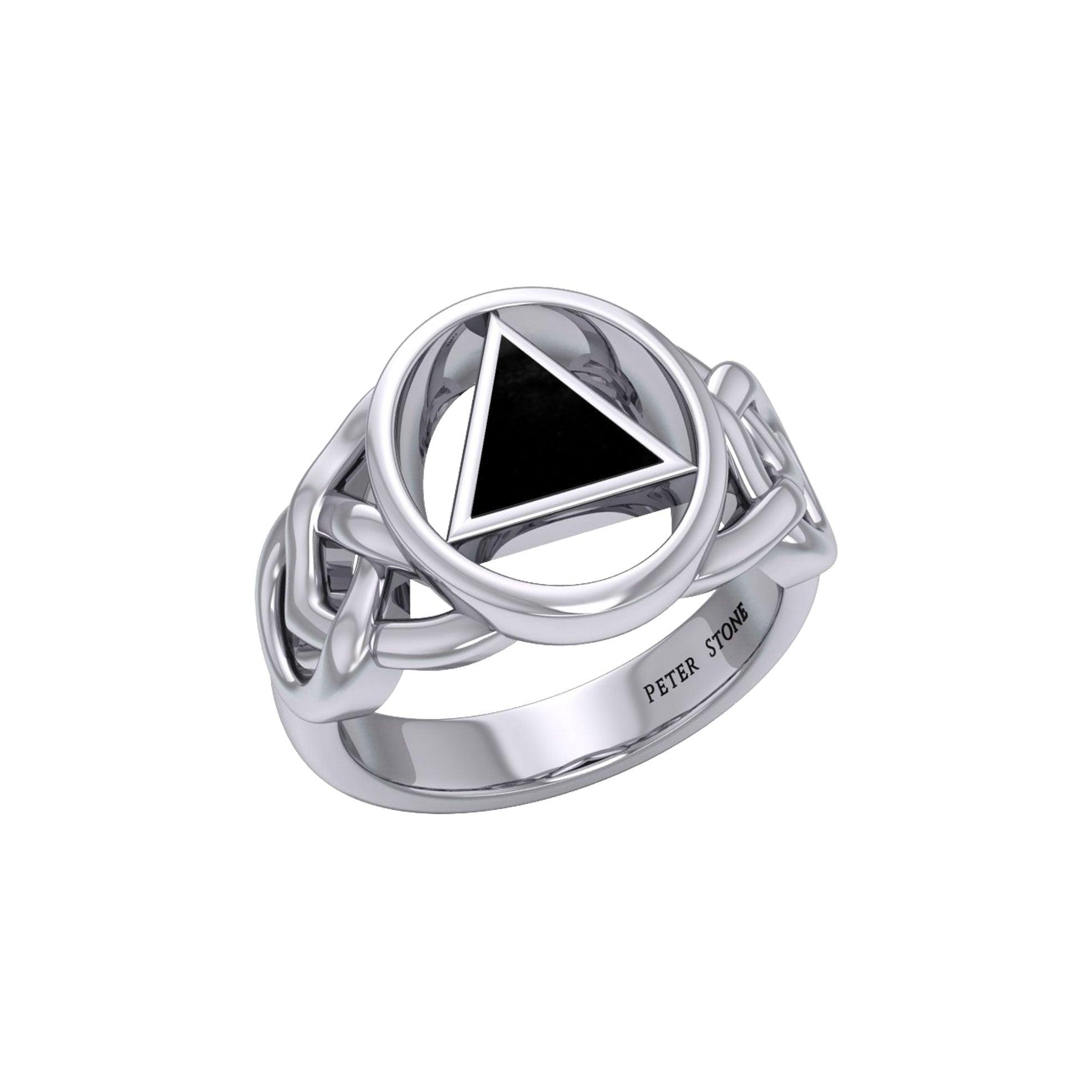 AA Recovery Inlaid Silver Ring TRI1273 - Jewelry