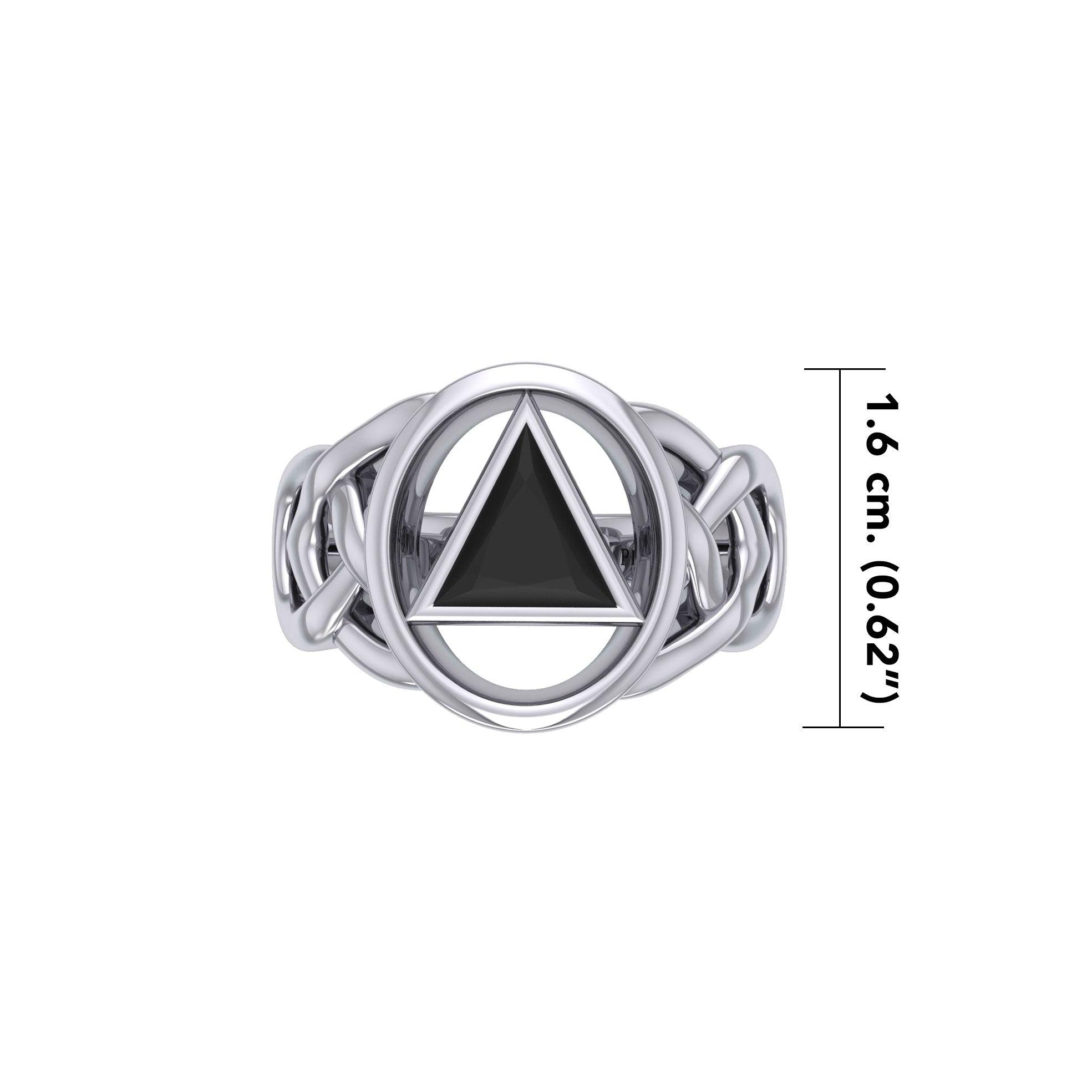 AA Recovery Inlaid Silver Ring TRI1273 - Jewelry