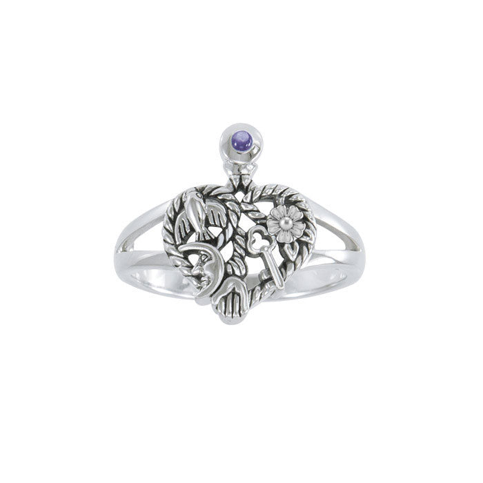 Cimaruta Witch, an iconic wander Sterling Silver Ring with Gemstone TRI2573