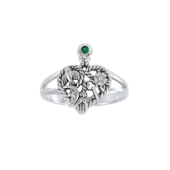 Cimaruta Witch, an iconic wander Sterling Silver Ring with Gemstone TRI2573