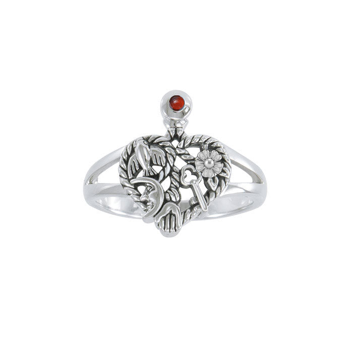 Cimaruta Witch, an iconic wander Sterling Silver Ring with Gemstone TRI2573