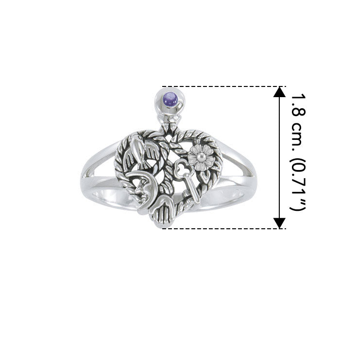 Cimaruta Witch, an iconic wander Sterling Silver Ring with Gemstone TRI2573