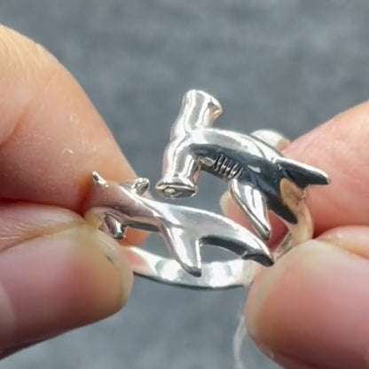 Independently strong hammerhead shark ~ Sterling Silver Jewelry Ring TRI1614