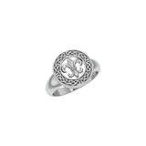 Celtic Knotwork Fleur De Lis Sterling Silver Ring TRI163