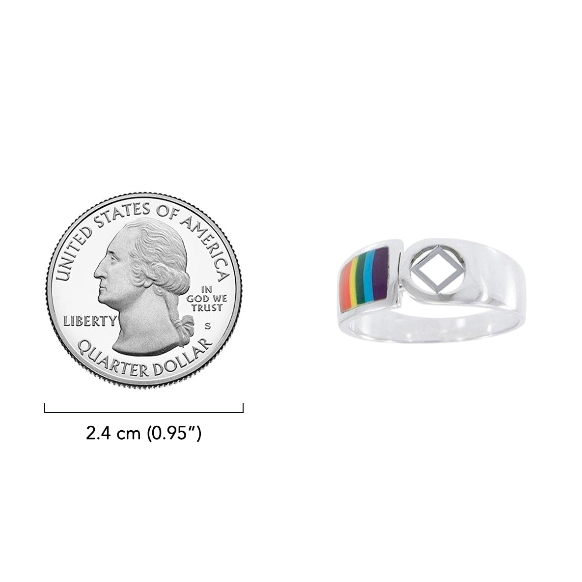 NA Sterling Silver Ring With Rainbow TRI1665