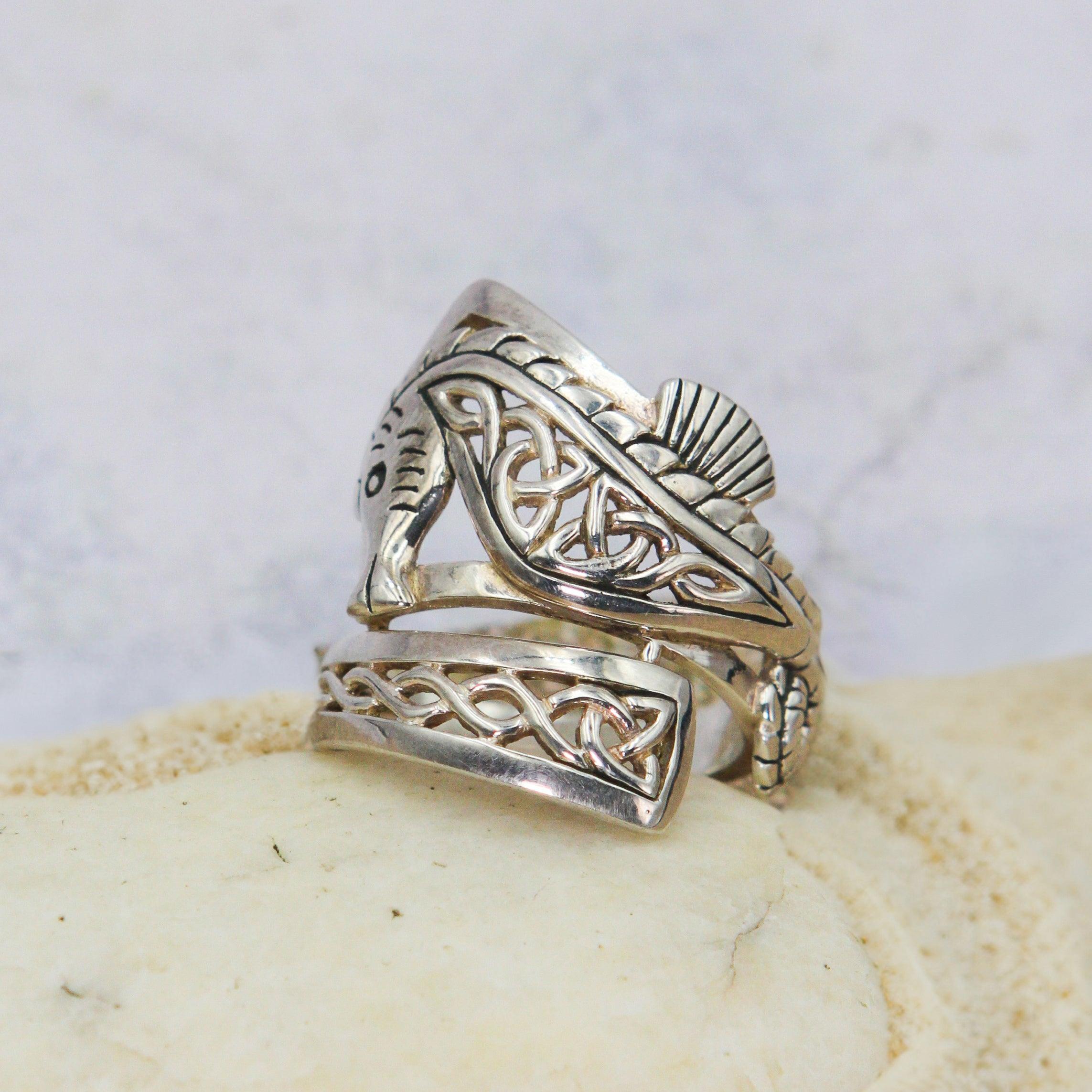 Celtic Knots Silver Seahorse Spoon Ring TRI1737 - Jewelry