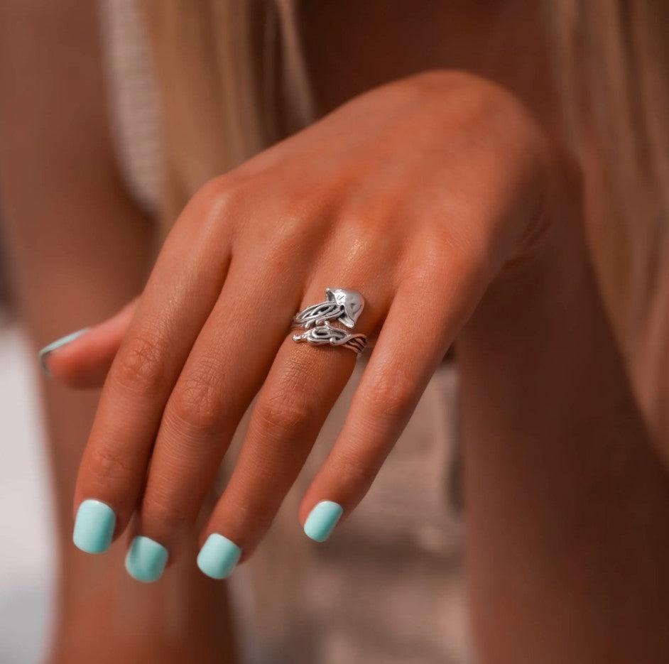 Jellyfish Silver Wrap Ring TRI1896 - Jewelry