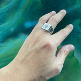 The Cross Sterling Silver Signet Men Ring with Enamel TRI1976