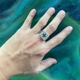 The Cross Sterling Silver Signet Men Ring with Enamel TRI1976