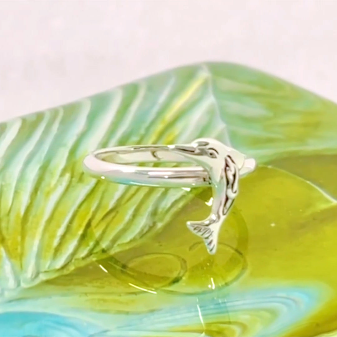 Celtic Joyful Dolphin Sterling Silver Ring TRI2164