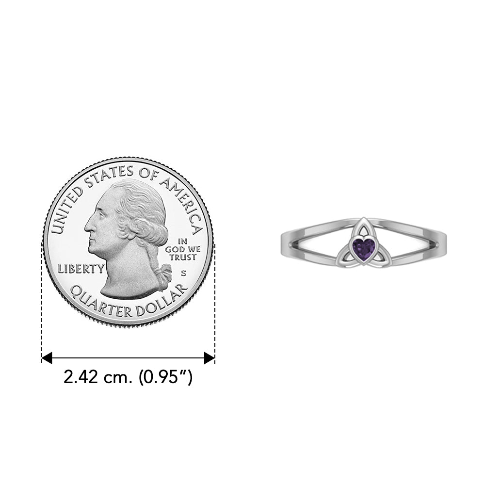 Celtic Trinity Knot Ring Sterling Silver With Heart Gemstone TRI2309