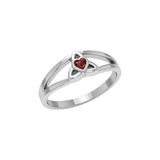 Celtic Trinity Knot Ring Sterling Silver With Heart Gemstone TRI2309