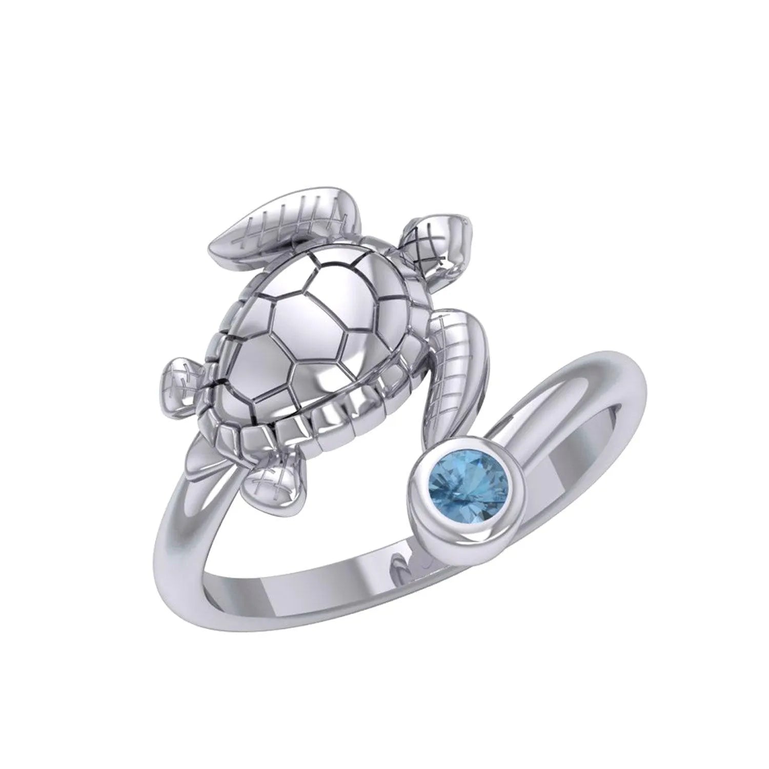 Sea Turtle Sterling Silver with Gemstone TRI2344 - DiveSilver Jewelry