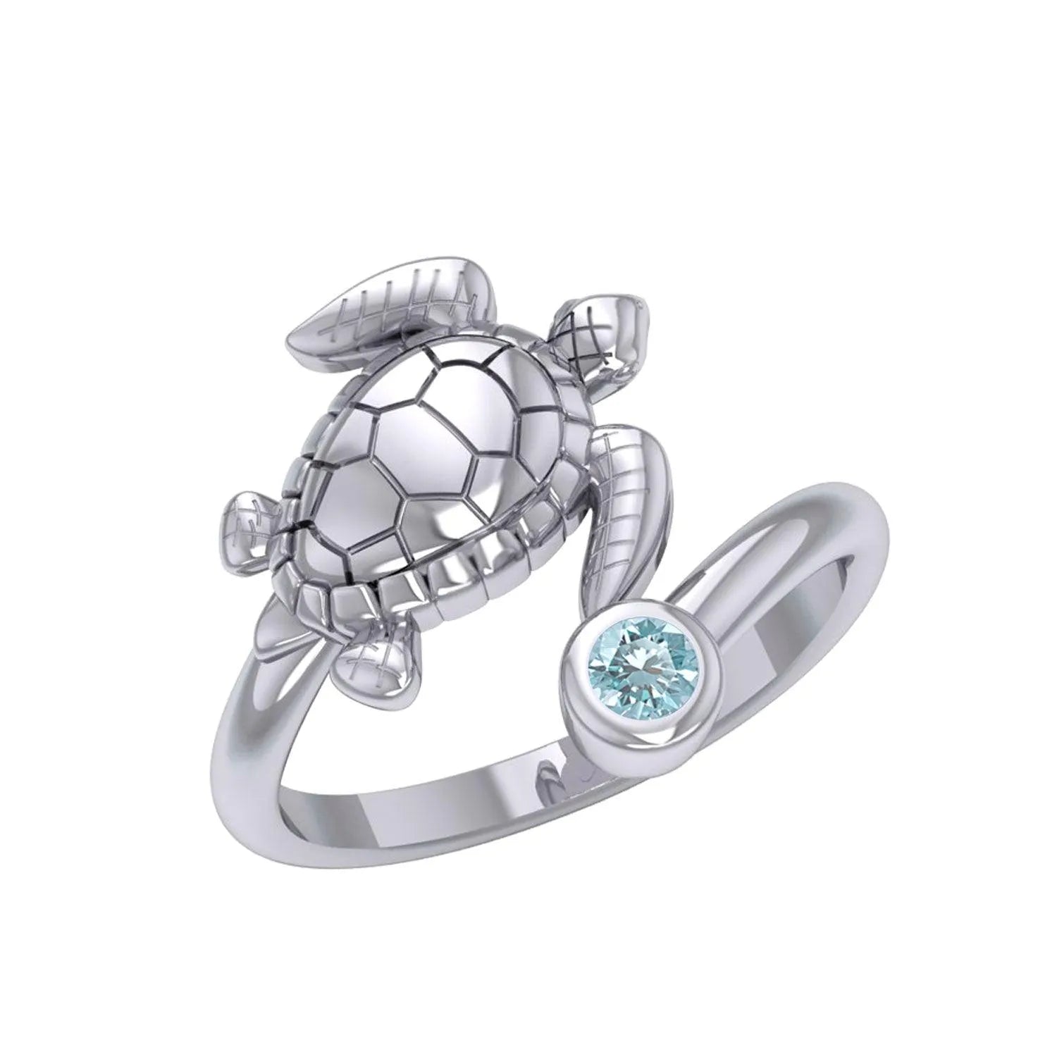 Sea Turtle Sterling Silver with Gemstone TRI2344 - DiveSilver Jewelry