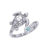 Sea Turtle Sterling Silver with Gemstone TRI2344 - DiveSilver Jewelry