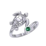 Sea Turtle Sterling Silver with Gemstone TRI2344 - DiveSilver Jewelry