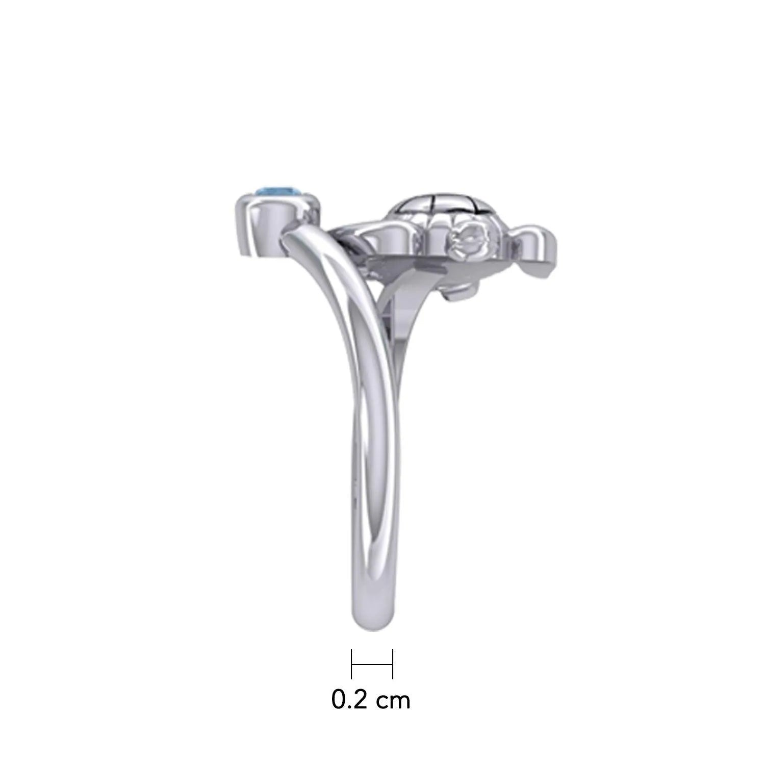 Sea Turtle Sterling Silver with Gemstone TRI2344 - DiveSilver Jewelry