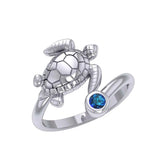 Sea Turtle Sterling Silver with Gemstone TRI2344 - DiveSilver Jewelry