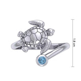 Sea Turtle Sterling Silver with Gemstone TRI2344 - DiveSilver Jewelry