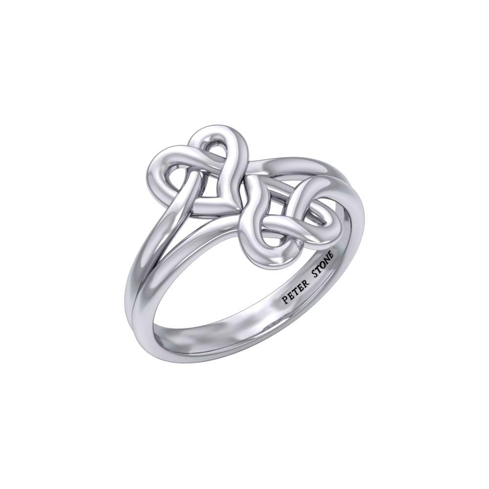 Double Celtic Heart Silver Ring TRI2391 - Jewelry