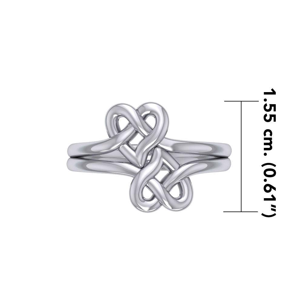 Double Celtic Heart Silver Ring TRI2391 - Jewelry