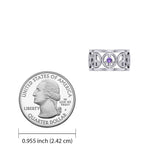 Peace Symbols Silver Band Ring With Gemstone TRI2402 - Jewelry