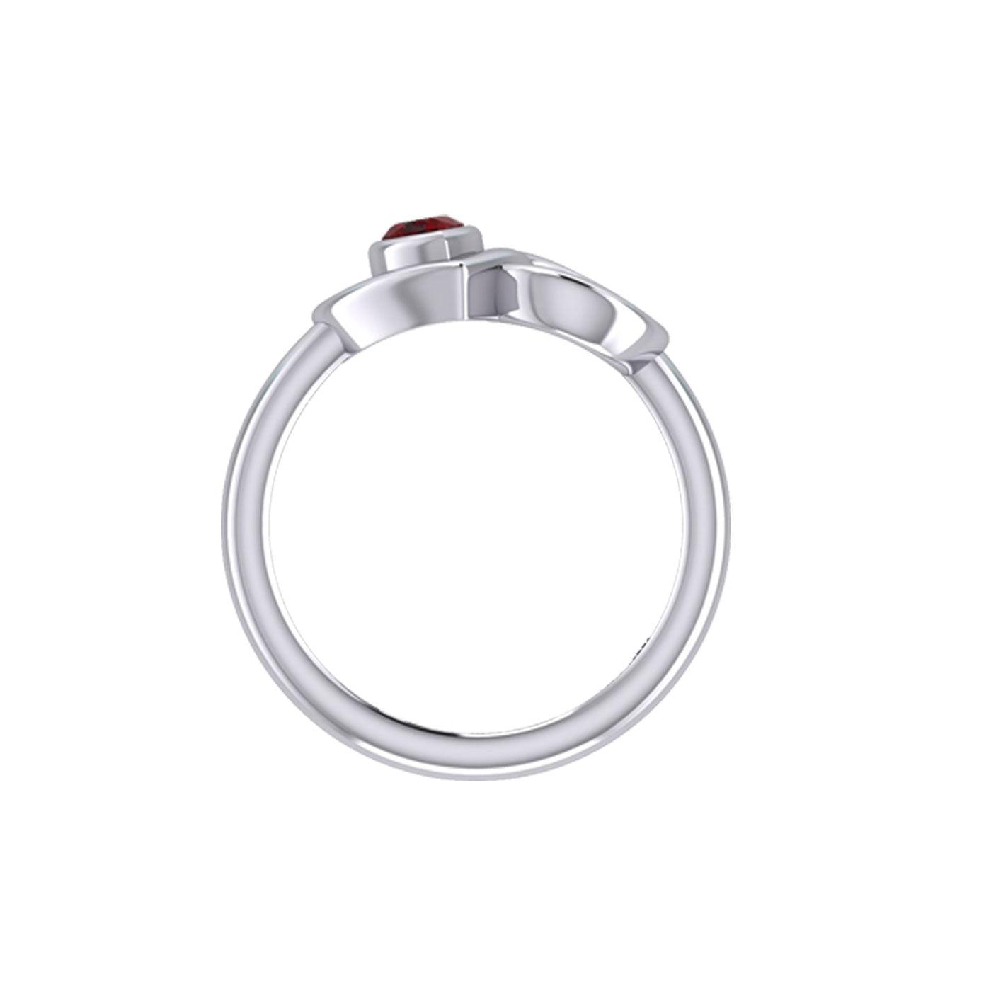 Heart and Peace Silver Ring With Heart Gemstone TRI2405 - Jewelry