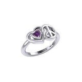 Heart and Peace Silver Ring With Heart Gemstone TRI2405 - Jewelry