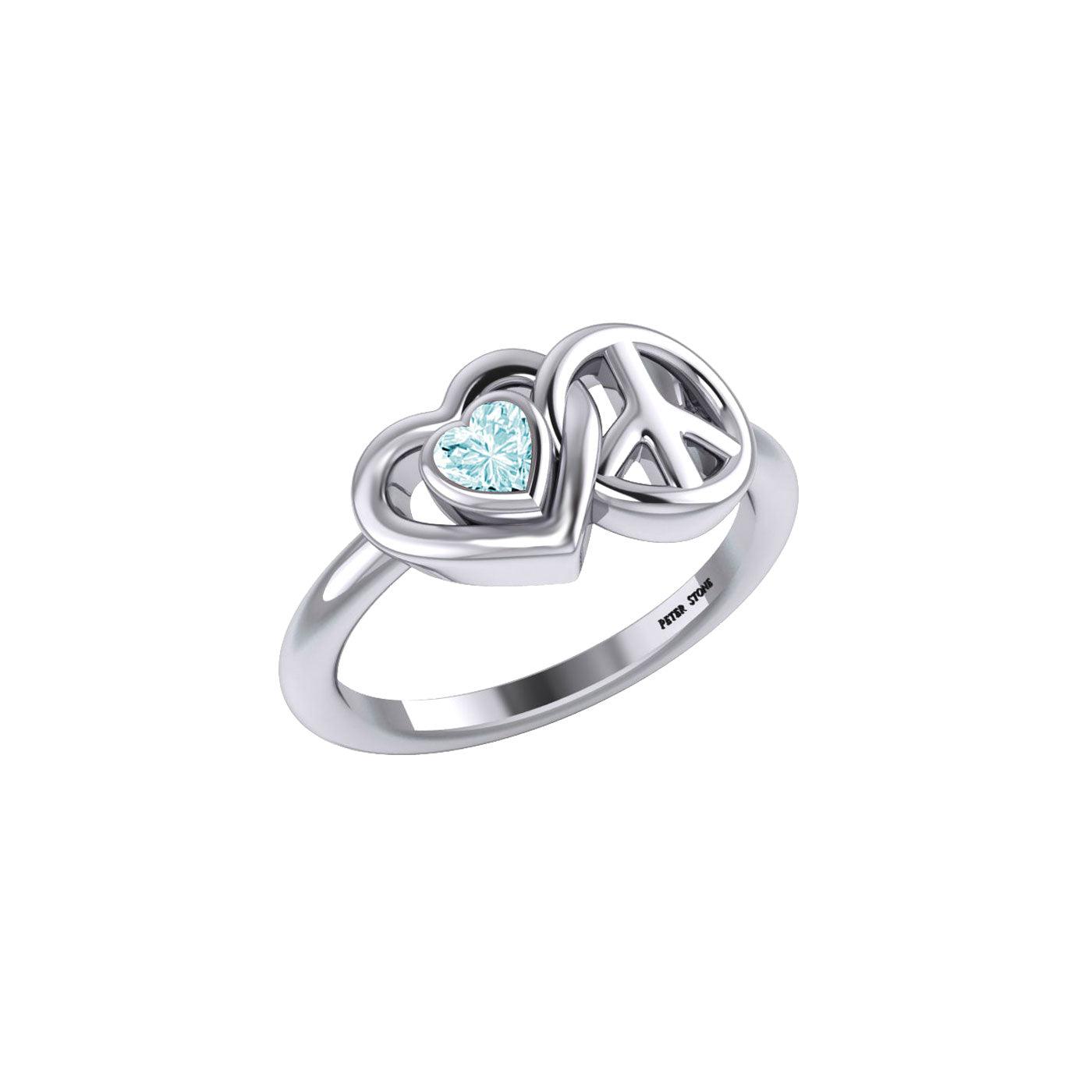 Heart and Peace Silver Ring With Heart Gemstone TRI2405 - Jewelry