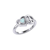 Heart and Peace Silver Ring With Heart Gemstone TRI2405 - Jewelry