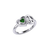 Heart and Peace Silver Ring With Heart Gemstone TRI2405 - Jewelry
