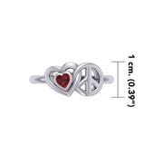 Heart and Peace Silver Ring With Heart Gemstone TRI2405 - Jewelry