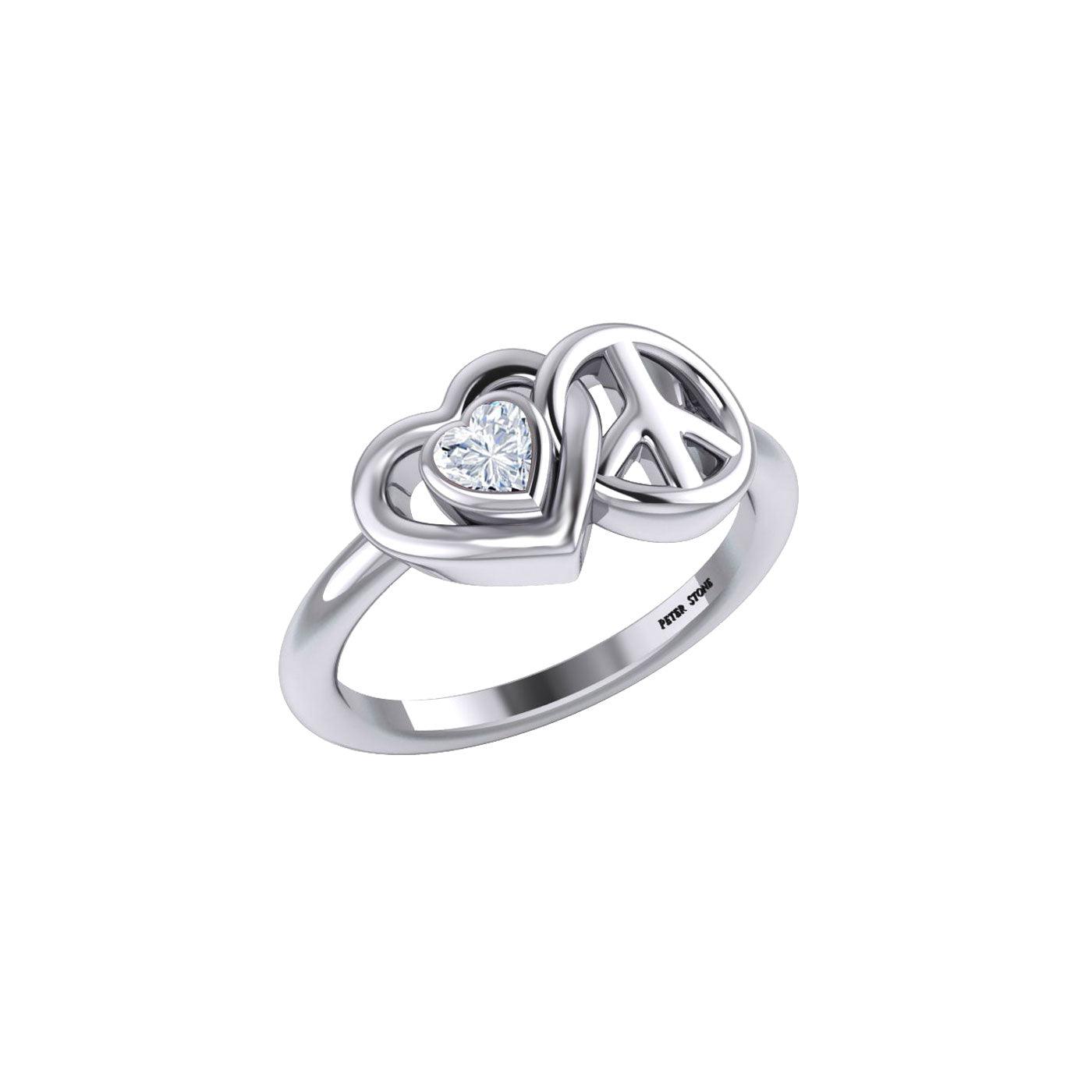 Heart and Peace Silver Ring With Heart Gemstone TRI2405 - Jewelry