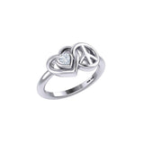Heart and Peace Silver Ring With Heart Gemstone TRI2405 - Jewelry