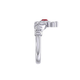 Claddagh with Crescent Moon Silver Ring with Heart Gemstone TRI2410 - Jewelry