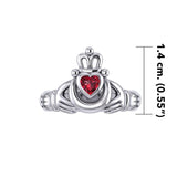 Claddagh with Crescent Moon Silver Ring with Heart Gemstone TRI2410 - Jewelry