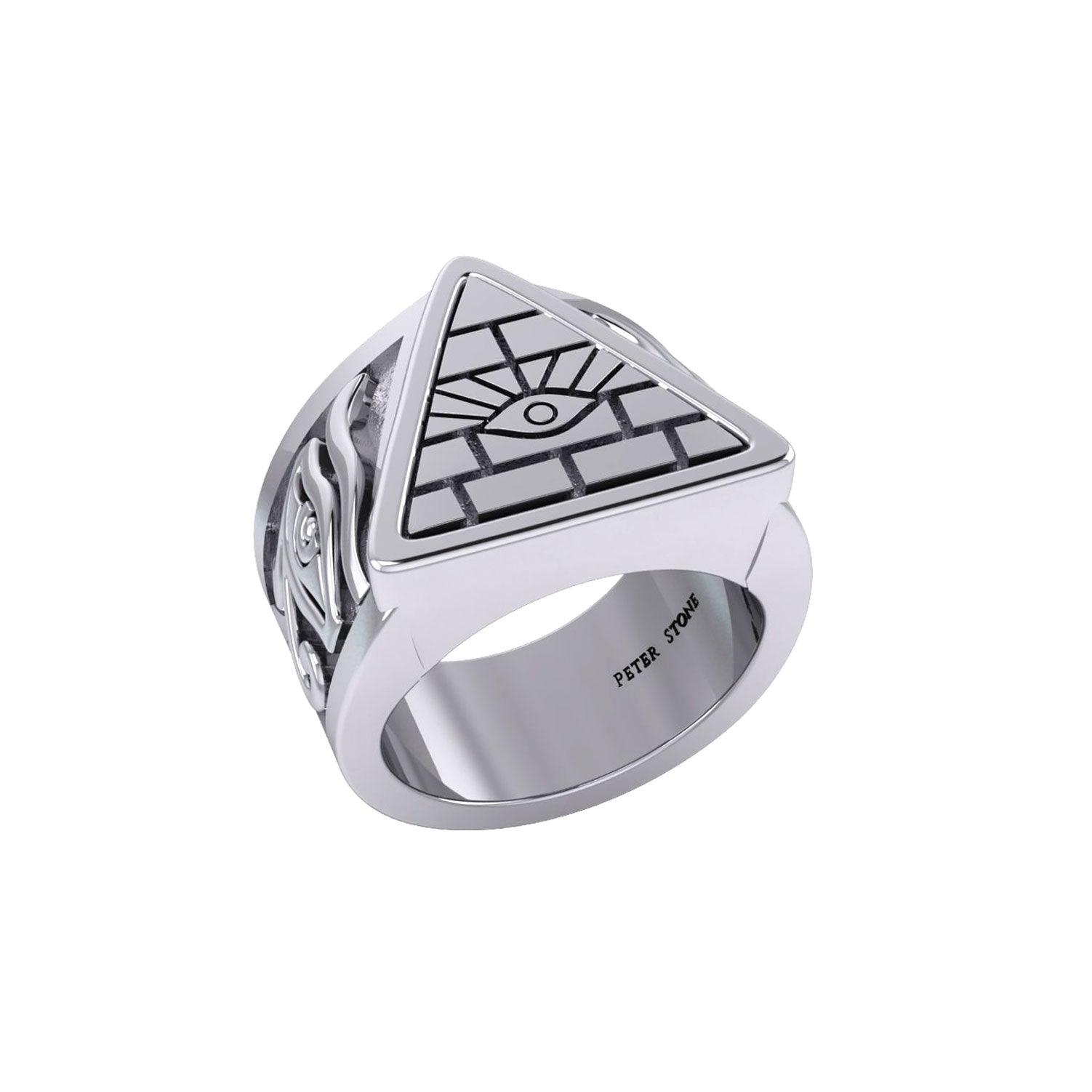 Eye of Providence Silver Ring With Eye of Horus Side TRI2412 - Jewelry