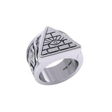 Eye of Providence Silver Ring With Eye of Horus Side TRI2412 - Jewelry