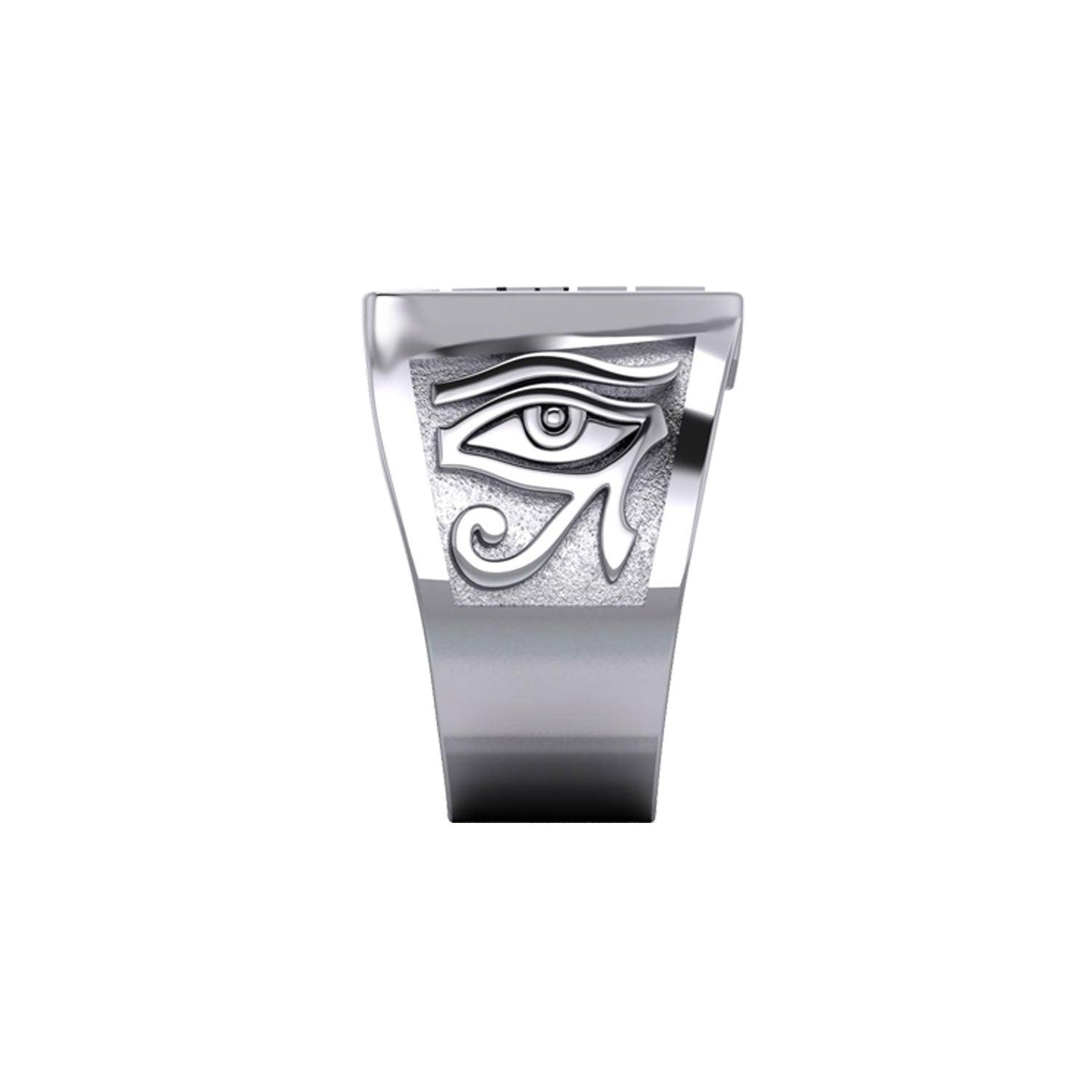 Eye of Providence Silver Ring With Eye of Horus Side TRI2412 - Jewelry