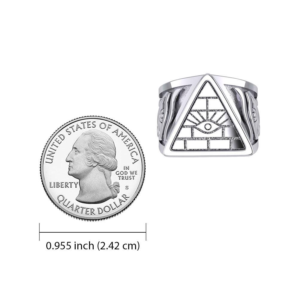 Eye of Providence Silver Ring With Eye of Horus Side TRI2412 - Jewelry
