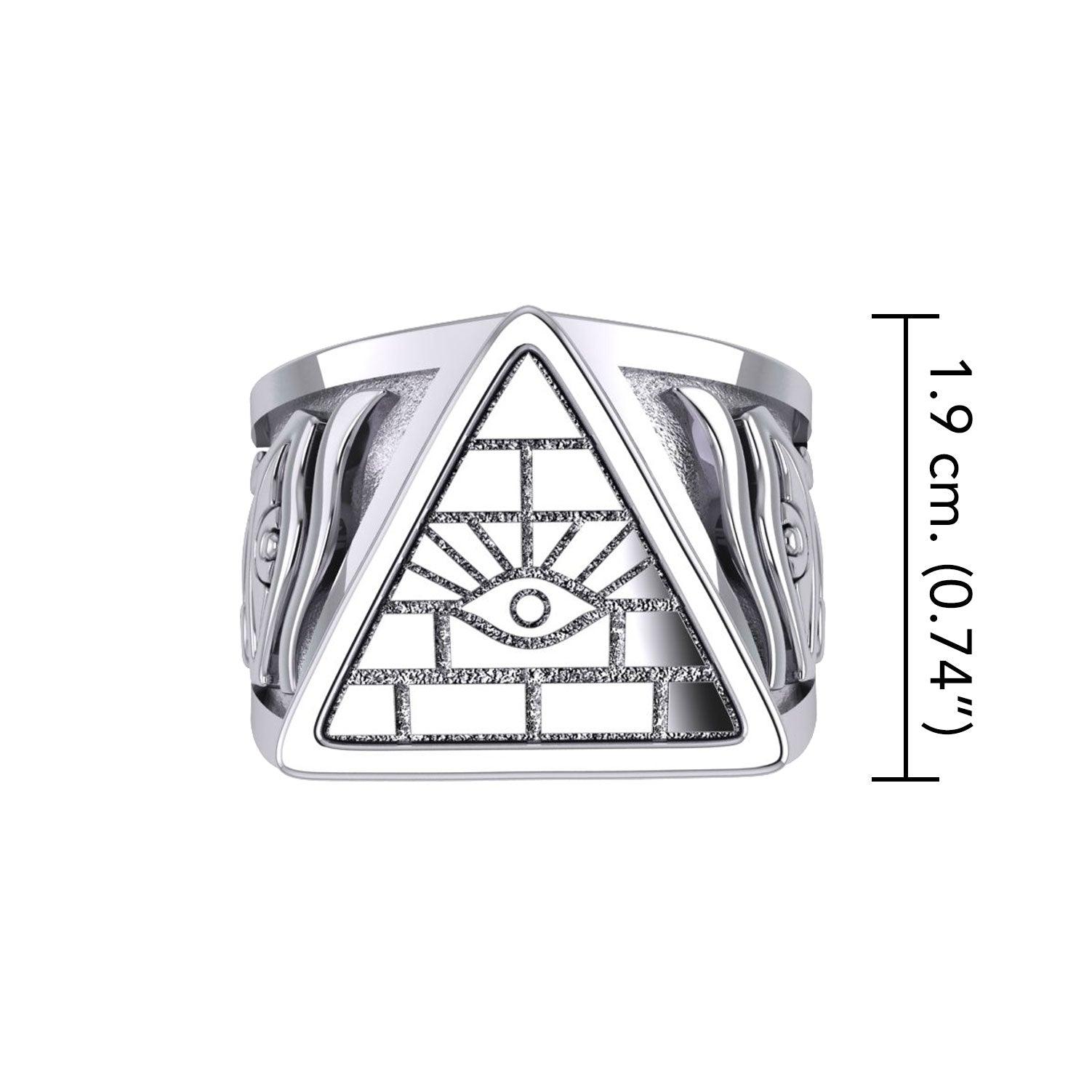Eye of Providence Silver Ring With Eye of Horus Side TRI2412 - Jewelry