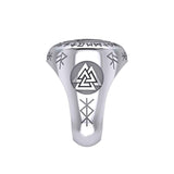Norse Viking Valknut Silver Ring with Rune Symbols TRI2413 - Jewelry