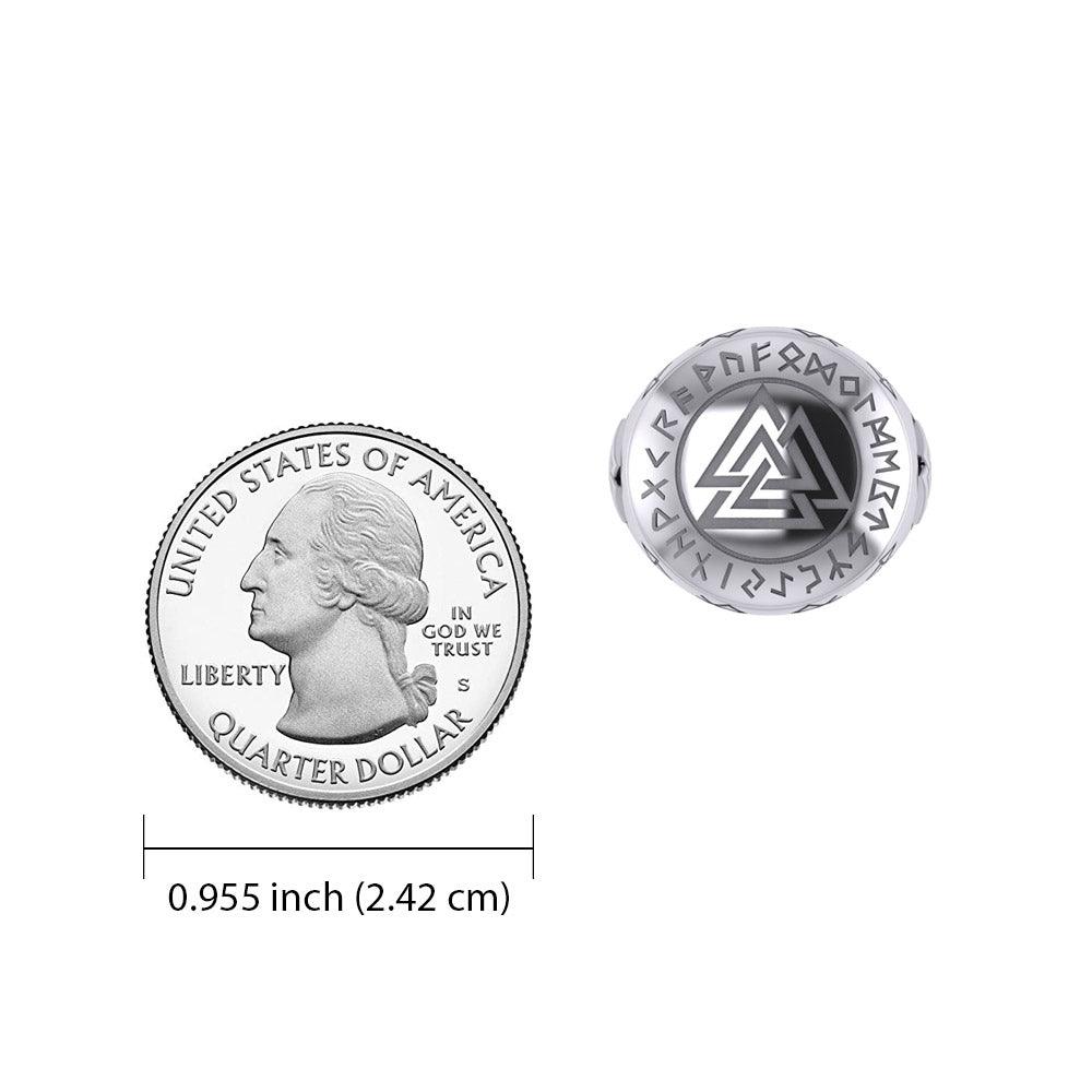 Norse Viking Valknut Silver Ring with Rune Symbols TRI2413 - Jewelry
